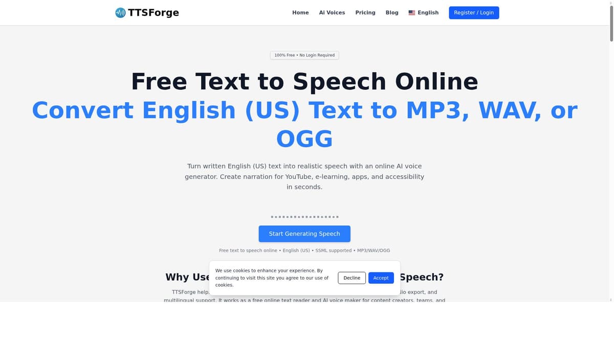 TTSForge: Free Text to Speech Online β Realistic AI Voices
